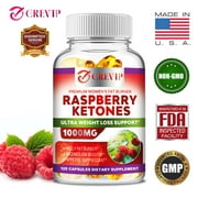 Grevip Raspberry Ketones 1000mg - Weight Loss Support, Suppress Appetite, Liver Detox (30/60/120pcs)
