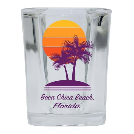 

Boca Chica Beach Souvenir 2 Ounce Square Shot Glass Palm Design 4-Pack