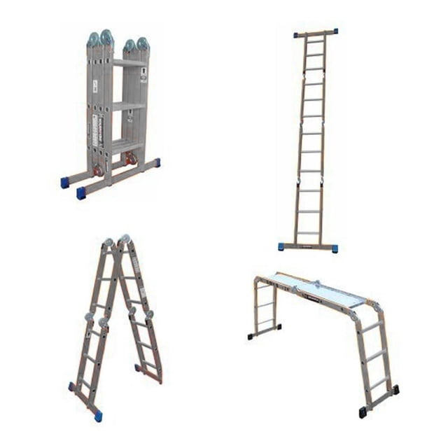 Escalera Multiposiciones 12 Peldaños Acero Aluminio 3.54 Mts Peldaños 706633