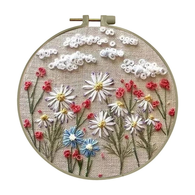 Kyusrd Summer All Sale!Beginner's Embroidery Flower Kit,Beginner Hand Embroidery 0 Based Diy Hand Embroidery Material Package