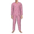 thumbnail image 3 of Sikiie Glitter Pink Mens Pajama Set, Soft Warm Long Sleeve Sleepwear, Cozy Button-Down Pjs for Men-X-Large, 3 of 7