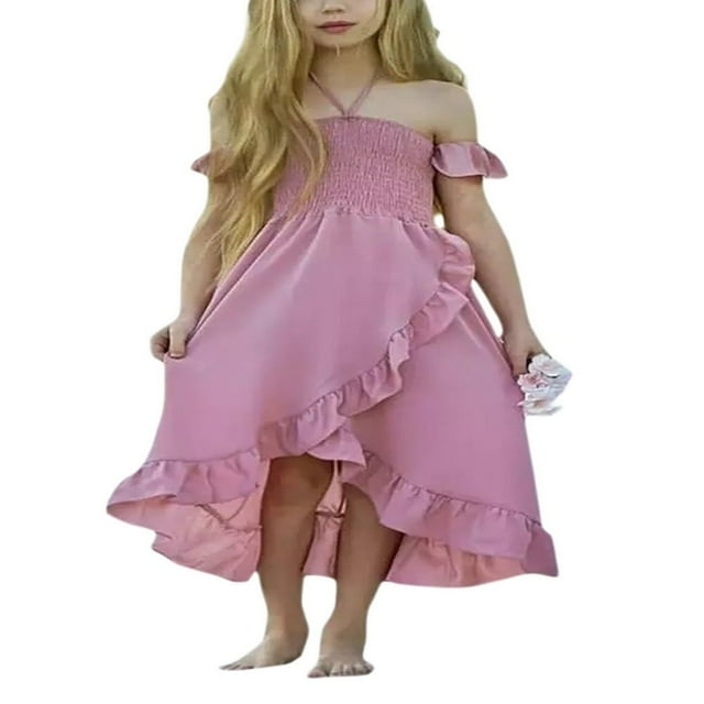 MISOWMNJOY Robes Maman et Moi Imprimé Floral Épaules Dégagées à Volants à Bretelles Barboteuse Robe Midi de Plage