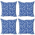 thumbnail image 1 of Ambesonne Ocean Throw Pillow Cover 4 Pack, Marine Life Equipments, 24", Azure Blue White, 1 of 2