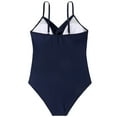 thumbnail image 5 of Efsteb Womens Swimsuits Tummy Control Monokini Beachwear Solid Color Slim One Piece Swimsuit Tummy Control V Neck Bathing Suits Swimwear Navy L, 5 of 9