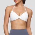 thumbnail image 5 of hoksml Halter Neck Ruched Bra for Women Wireless Comfort Bralette with Adjustable Straps, 5 of 6