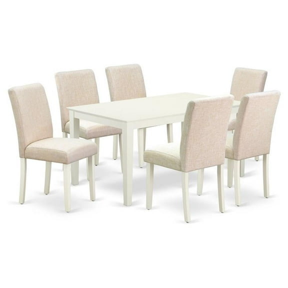 Atlin Designs 7-piece Wood Dining Set with Fabric Seat in White