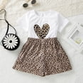 thumbnail image 2 of JIAYUE Girls Outfits Sets Summer Toddler Casual Leopard Print Short Sleeve Shorts Loose Fit Round Neck Playwear For 1 6 Years Classic Children Clothes, 2 of 8