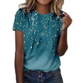 thumbnail image 3 of Womens Tshirt Ladies Fashion Print Casual Point Sleeve Crew Neck Tee Top Womens Tees Mint Green XL, 3 of 5