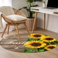 thumbnail image 4 of Round Rugs 3 Ft, Spring Sunflowers Non Slip Area Rugs for Kitchen Bedroom Entryway, Country Farmhouse Brown Wooden Plank Washable Carpet Runner Rug Floor Mats for Bedroom Home Decor, 4 of 8