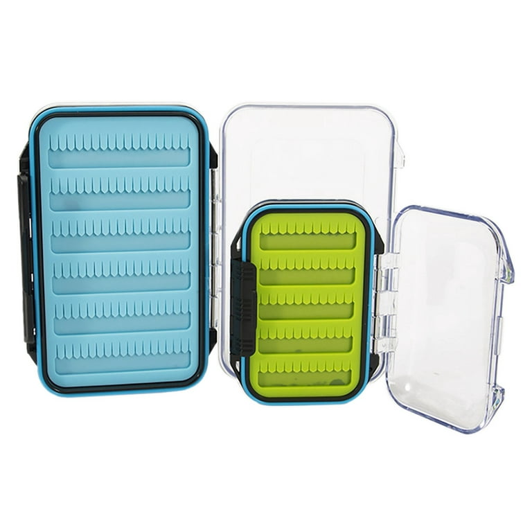 Fly Fishing Box Easy-Grip Silicone Insert Tackle Boxes Double Side Clear  Lid Fly Box Fishing Tackle Accessories,Blue