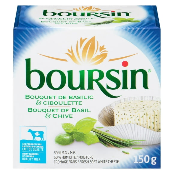 Boursin Bouquet of Basil & Chive, Boursin Bouquet of Basil & Chive fresh soft white cheese<br>150 g