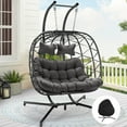 thumbnail image 3 of RADIATA Adult Steel Egg Hanging Chair with Gray Cushion, Dark Gray, 3 of 11