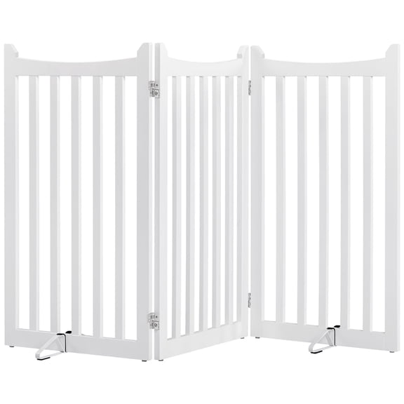 Yaheetech 35.6" Tall 3-Panel Wooden Pet Gate with Support Feet, White