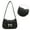 Black, variant on Women French Style Bow Armpit Bag Cute Pleated Handbag PU Shoulder Bag