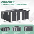 thumbnail image 2 of Mellcom 20'x20' Metal Carport, Large Heavy Duty Double Car port Garage Shed with Double Doors and Side Entry for Cars & Trucks, Gray, 2 of 10