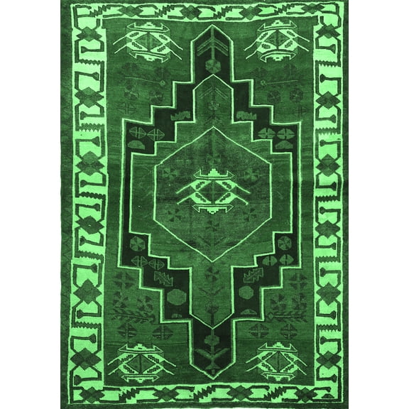 Ahgly Company Indoor Rectangle Persian Emerald Green Traditional Area Rugs, 5' x 7'