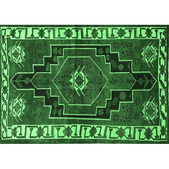 Ahgly Company Indoor Rectangle Persian Emerald Green Traditional Area Rugs, 8' x 12'