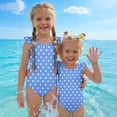 thumbnail image 7 of Abcomgle Girls Swimsuits Size 7-8 Stretchy One Piece Little Girls Swimsuit Cute Polka Dot Ruffled Girls Bathing Suit, 7 of 7