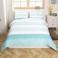 thumbnail image 1 of Erosebridal Housse de Couette à Rayures Modernes pour Ados Simple, Housse de Couette Géométrie Abstraite Simple, Bleu, Réversible 2 Pcs (Sans Couette), 1 of 7