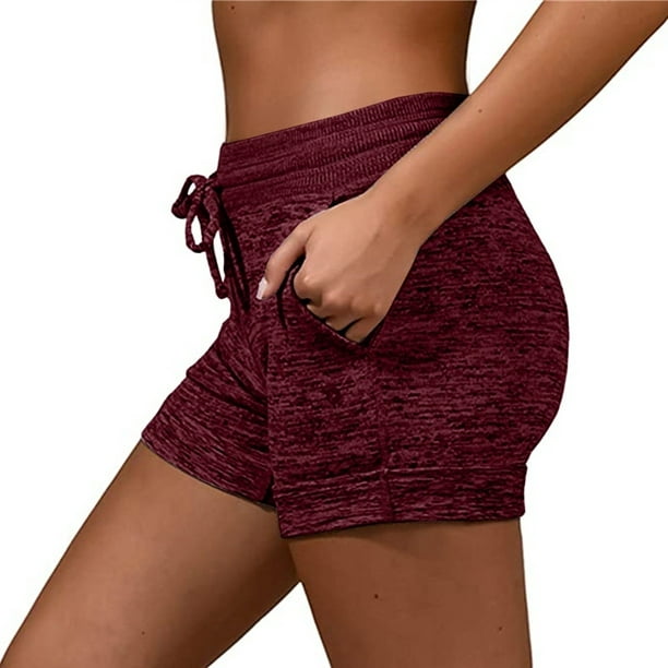 FOCUSNORM Women Comfy Cotton Elastic Waist Loose Lounge Shorts with Pockets  Workout Yoga Sweat Shorts 