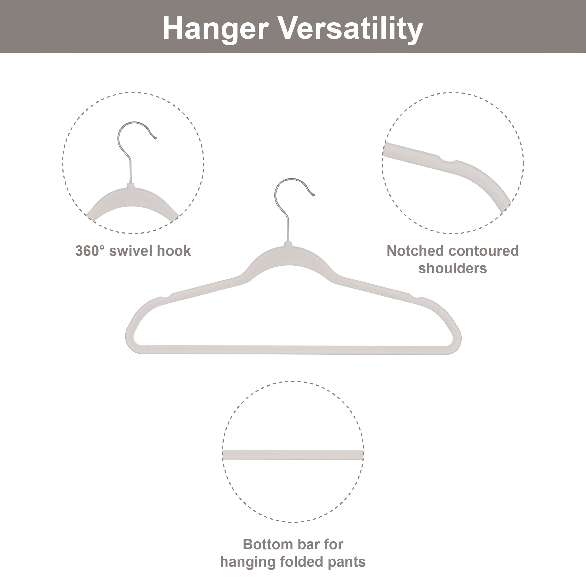 Better Homes & Gardens Ultra Slim Non-Slip Velvet Hangers, Beige, 30 pack