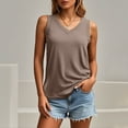 thumbnail image 2 of PMVFHDE Women's Summer V Neck Ribbed Trim Sleeveless Tunic Top Casual Loose Fit Shirt, 2 of 4