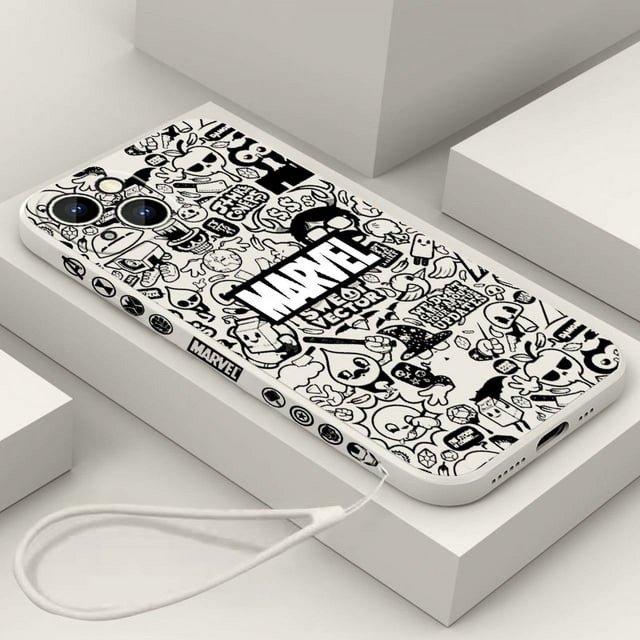 Marvel superhero cartoon For Apple iPhone 15 14 13 12 11 Pro Max Plus 8 7 SE Liquid Left Rope Phone Case Capa Soft Cover DMH