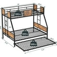 thumbnail image 3 of ZIVACATE Twin Over Full Bunk Bed, Metal Bunk Bed with Side Ladders, Sturdy Metal Frame Supports, Noiseless, Black & Brown, 3 of 8