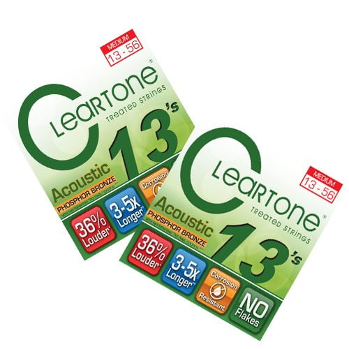 Cleartone Acoustic Guitar Strings - Phosphor Bronze - Medium .013 .056 - 2 Pack