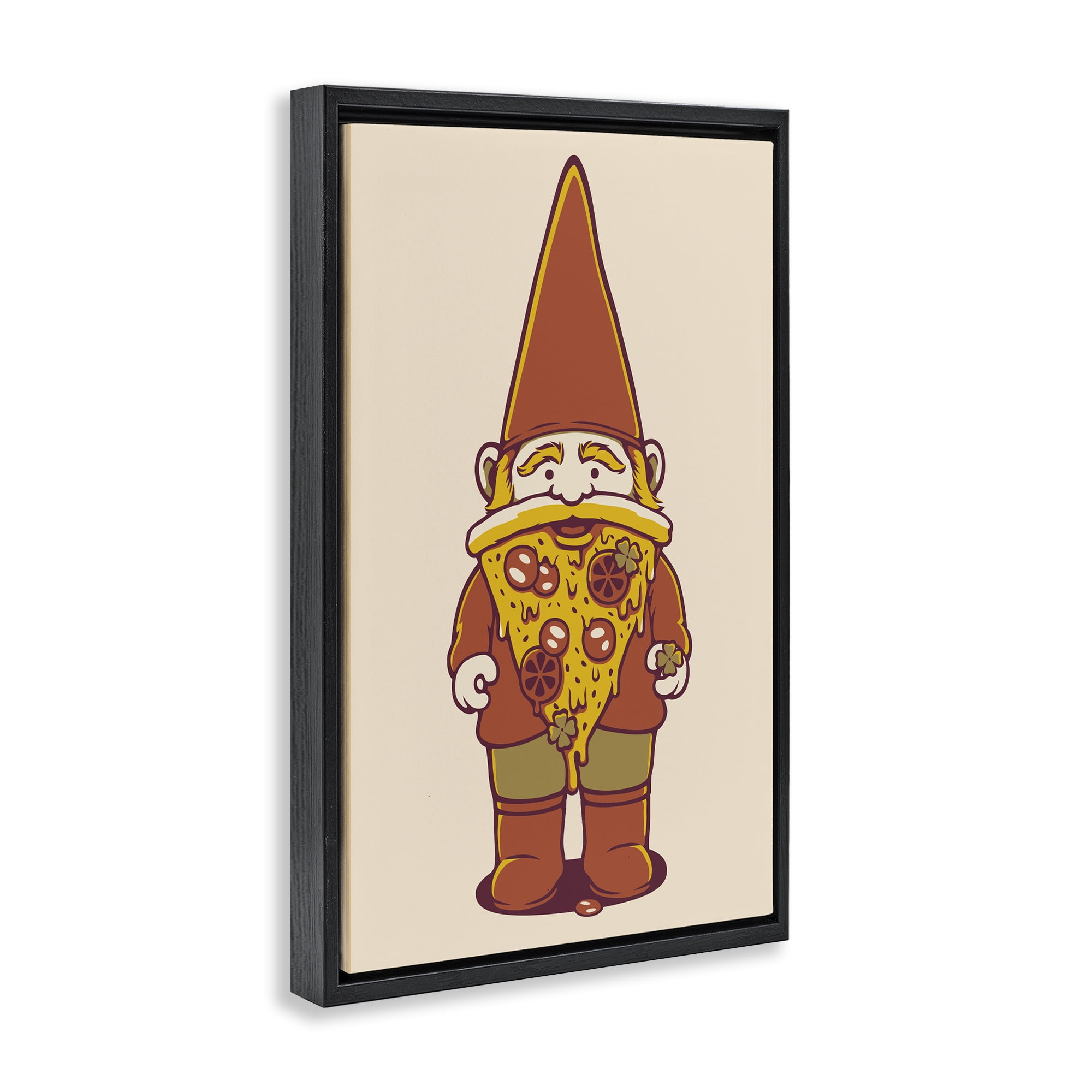 Stupell Industries Happy Pizza Gnome Black Framed Floater Canvas Wall Art, design by Tobe Fonseca