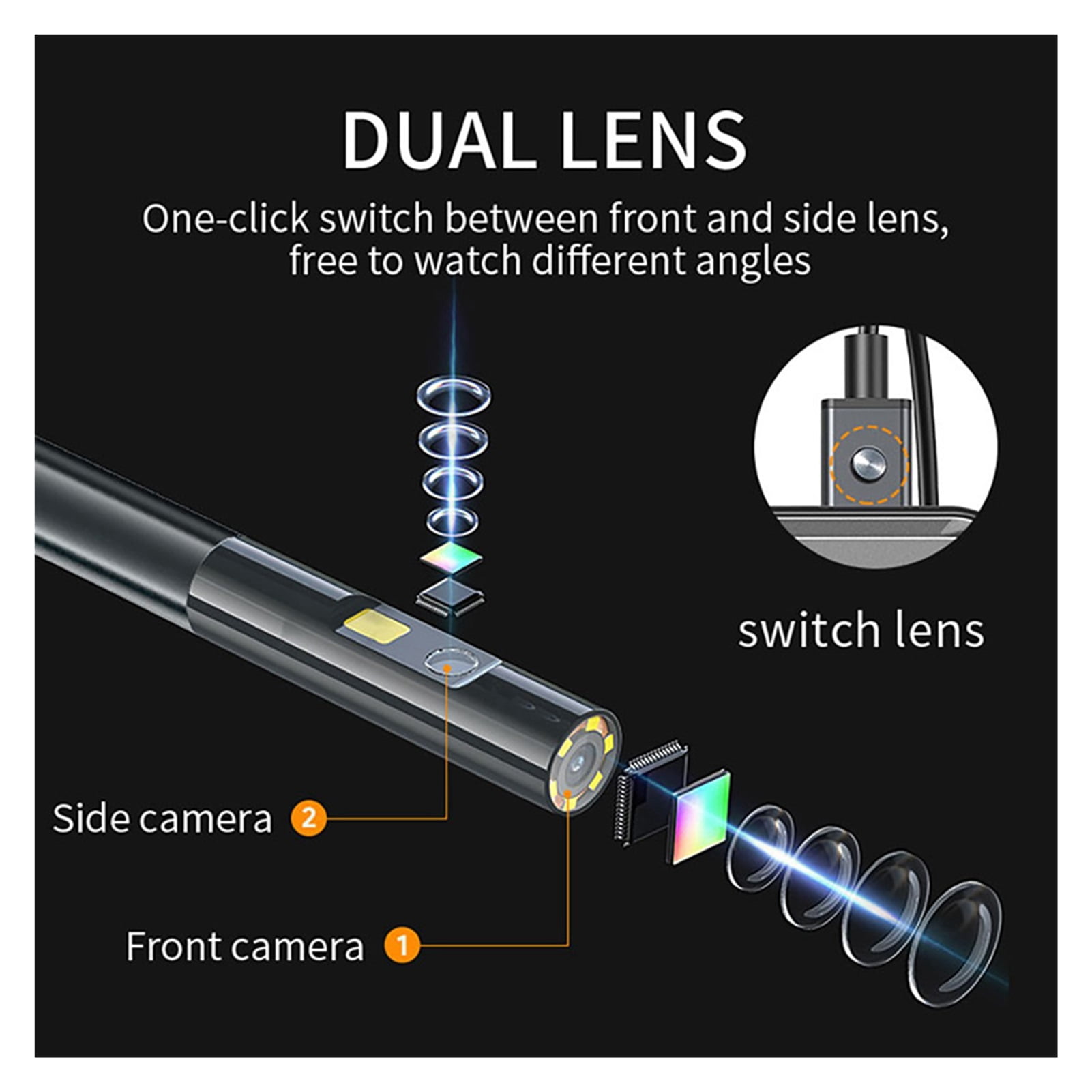 Dual Lens Endoscope With 5" Monitor NTS500B Industrial Waterproof Borescope Inspection Camera With 32GB Card Carrying Case , User-Friendly Borescopes