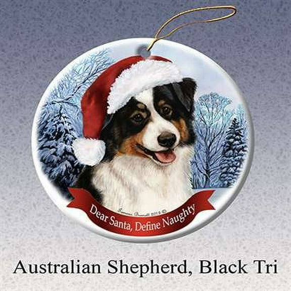 Holiday Pet Gifts Australian Shepherd (Black Tri) Dog Porcelain Ornament