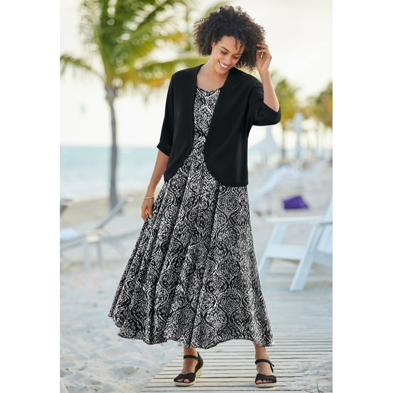 Woman Within Women s Plus Size Petite Sleeveless Crinkle A Line Dress Dress