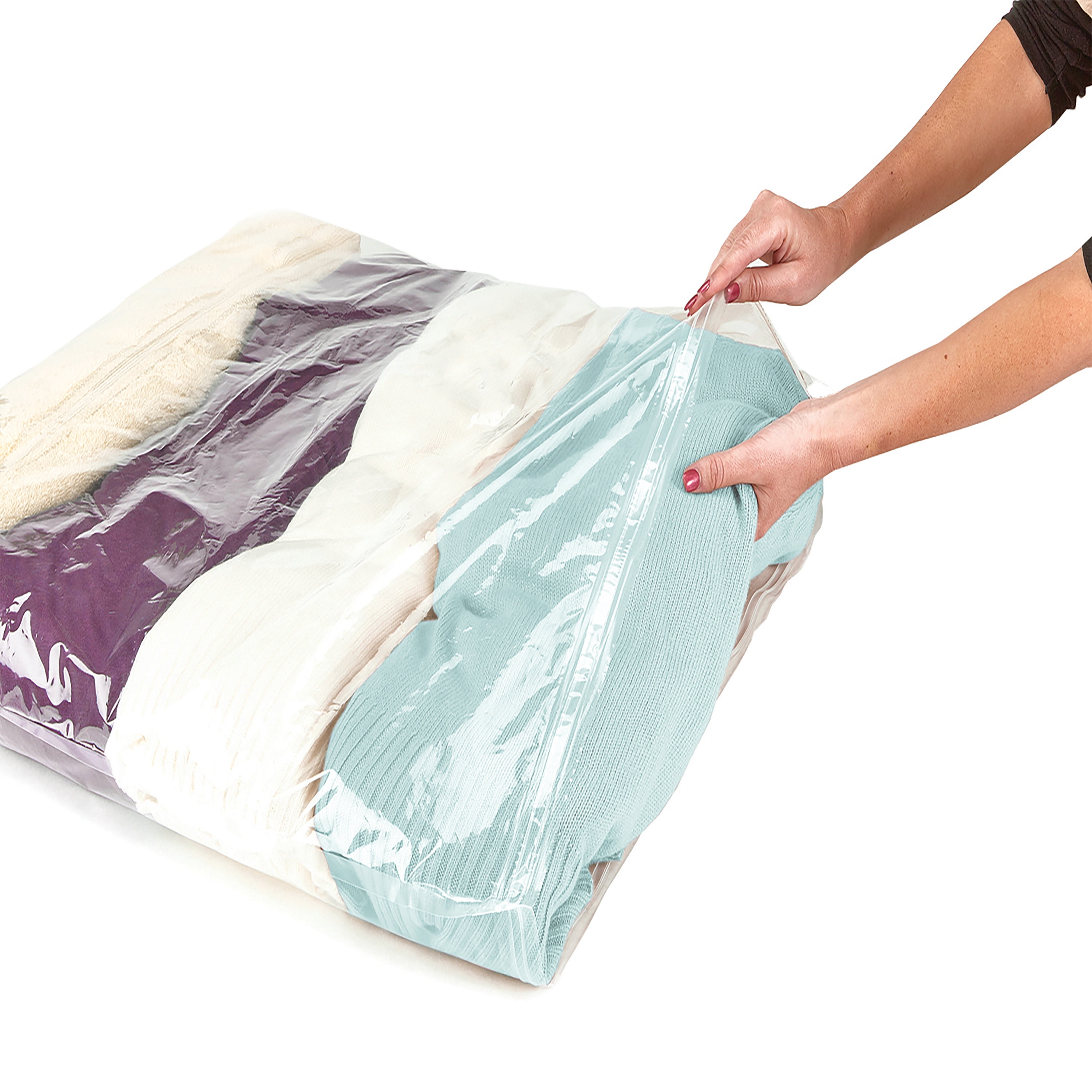 G-Force 2 Pack Roll N Stow Plastic Airtight Travel Packing Bags in Clear
