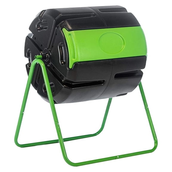 HOTFROG Tumbling Composter - 37 Gallon Rotating Compost Bin - Outdoor Garden Composting - Black & Green - HF-RM4000