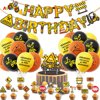 AliToys Construction Themed Happy Birthdays Banner Balloon Set Include Balloons Pull Flag Supplies Boys Girl Birthday Party Decoration Package Gift