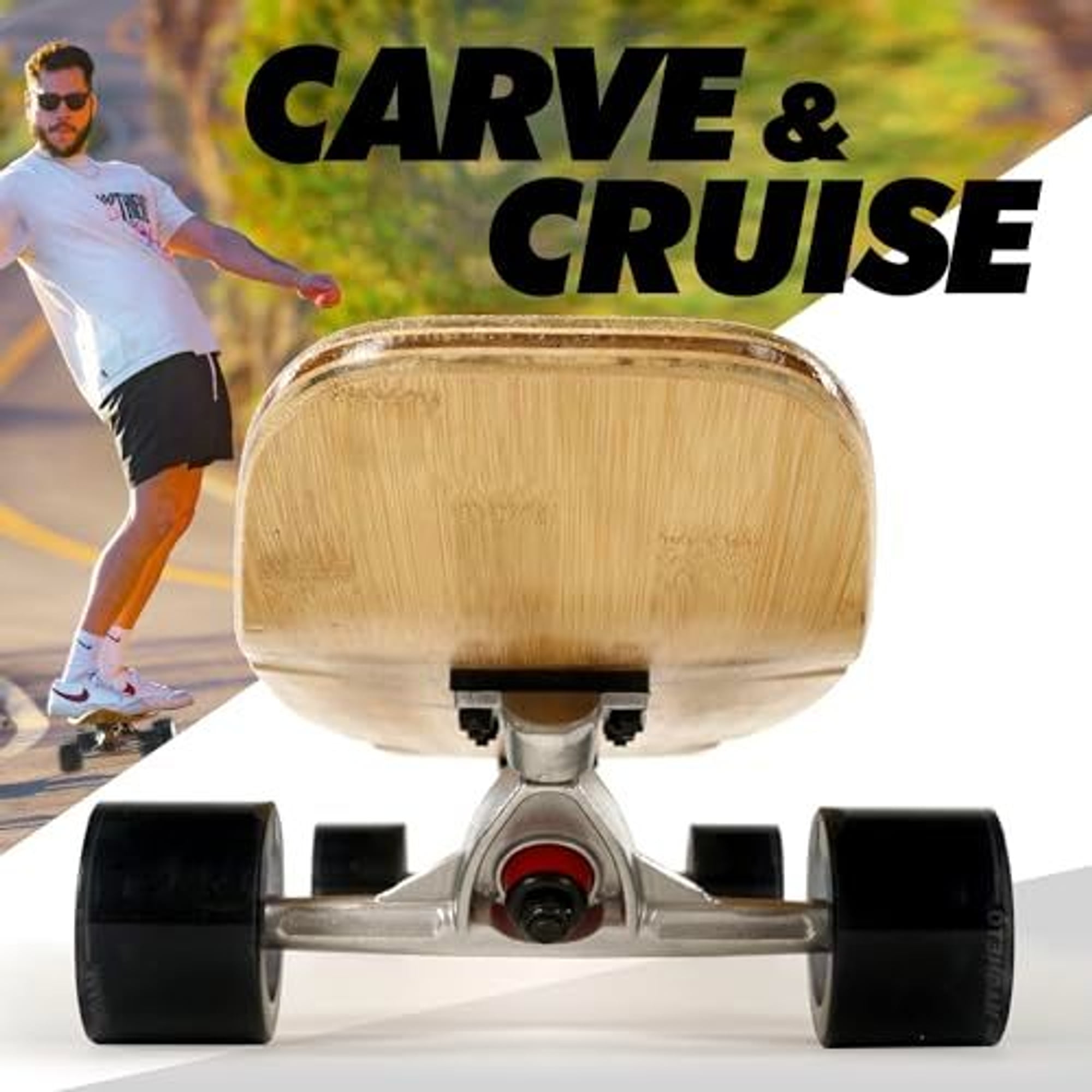 Magneto 44 inch Kicktail Cruiser Longboard Skateboard | Bamboo and