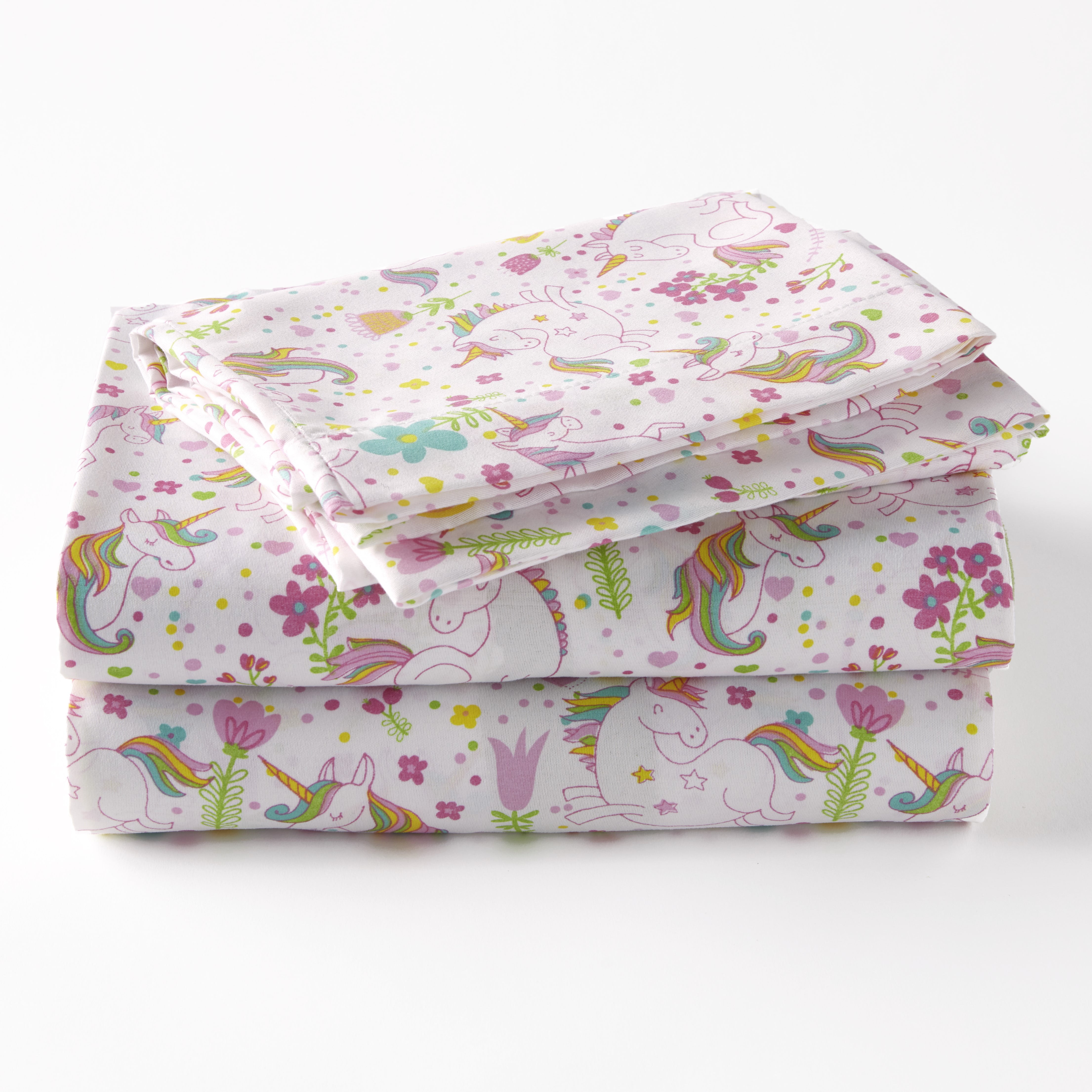 Mythical Unicorn Motif Bed Sheets Set with Matching Pillowcases