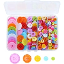 Genreen 320 pcs Colorful Buttons for Crafts DIY, 5 Size Buttons for Sewing Flatback Button Bulk with Box 4 Holes Assorted Button for Crafts and Decoration (9-25mm)
