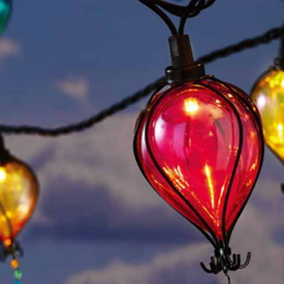 Mainstays 10ct 7.4ft Multi-color Balloon Shape Plastic LED Tear Drop Outdoor String Lights