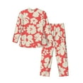 thumbnail image 2 of Kll Beige Flowers Sleepwear Mens Flannel Pajamas,Long Cotton Pj Set, 2 of 9