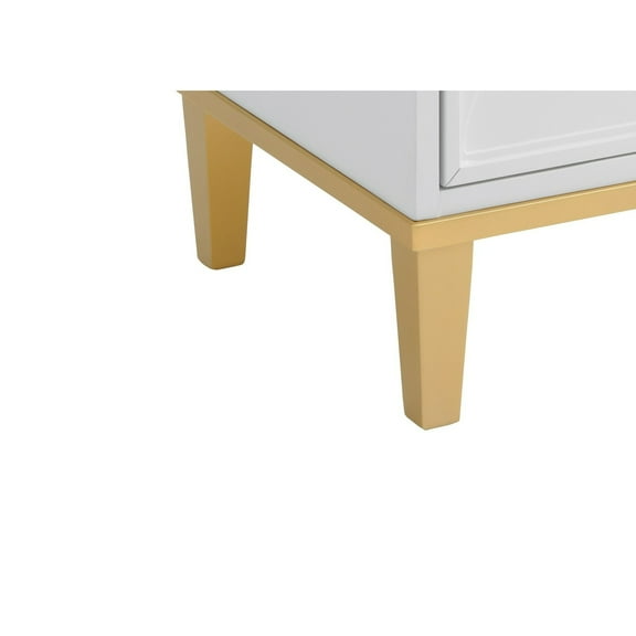 Martin Svensson Home Emma 2 Drawer White and Gold Nightstand