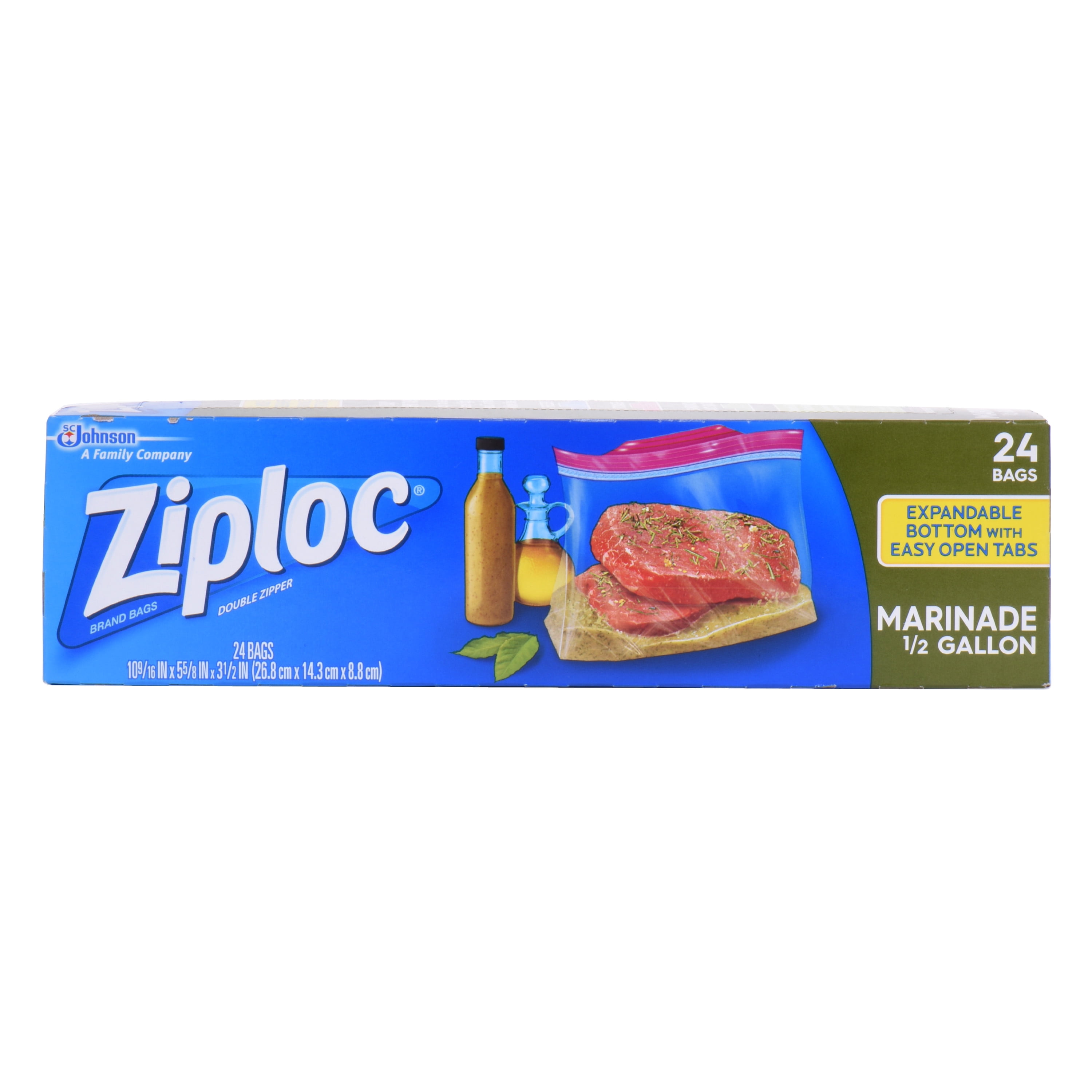 Ziploc Pinch & Seal Marinade Bags, Half Gallon, 24 Count
