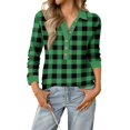 thumbnail image 2 of Garbnen Henley Shirts Women Spring Summer Plaid Long Sleeve Shirt for Women Loose Fashion Dressy Button Up Women's Blouses, 2 of 4