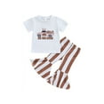 thumbnail image 2 of ESSSUT Easter Children'S T-Shirt Pants Set Girl'S Short-Sleeved T-Shirt Rabbit Floral Striped Bell-Bottom Pants Set Two Sets 6 Months -4 Years Old Easter Decorations White 3Y, 2 of 8