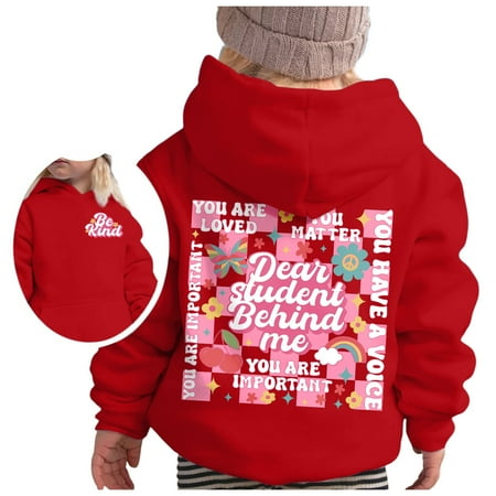 

Cute Girls Sweatshirt Casual Hoodies Long Sleeve Graphic Fall Winter Comfortable Soft Kids Clothing Pullover Tops Red 11-12 Years