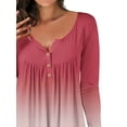 thumbnail image 2 of KVMeteor Womens Printed Henley V-Neck Casual Blouse Pleated Button Tunic Shirt Top, 2 of 4