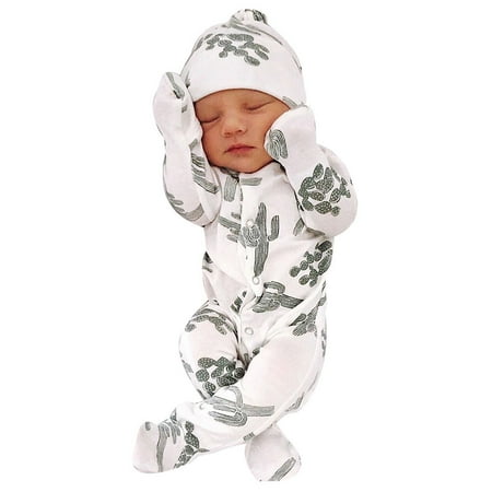 

Jumpsuit Romper Outfits Floral Baby Girl Set Sleepwear Hat Boy Boys Romper&Jumpsuit