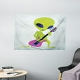 thumbnail image 1 of Popstar Party Tapestry, Cartoon Alien Character Playing Electric Guitar Music Monster, Wall Hanging for Bedroom Living Room Dorm Decor, 60W X 40L Inches, Apple Green Pink Navy Blue, by Ambesonne, 1 of 2