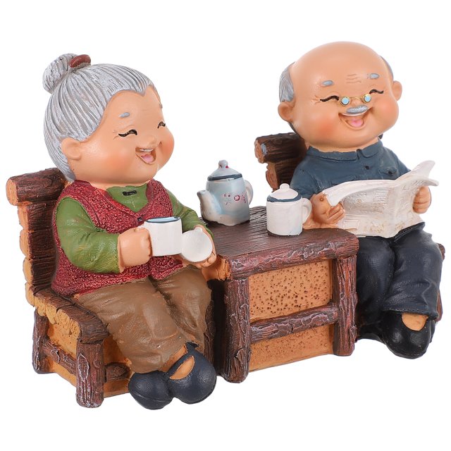 MasteelfCA 1 Pce Couple de Personnes Âgées Figurines en Résine Ornement Maison Cadeau de Saint-Valentin